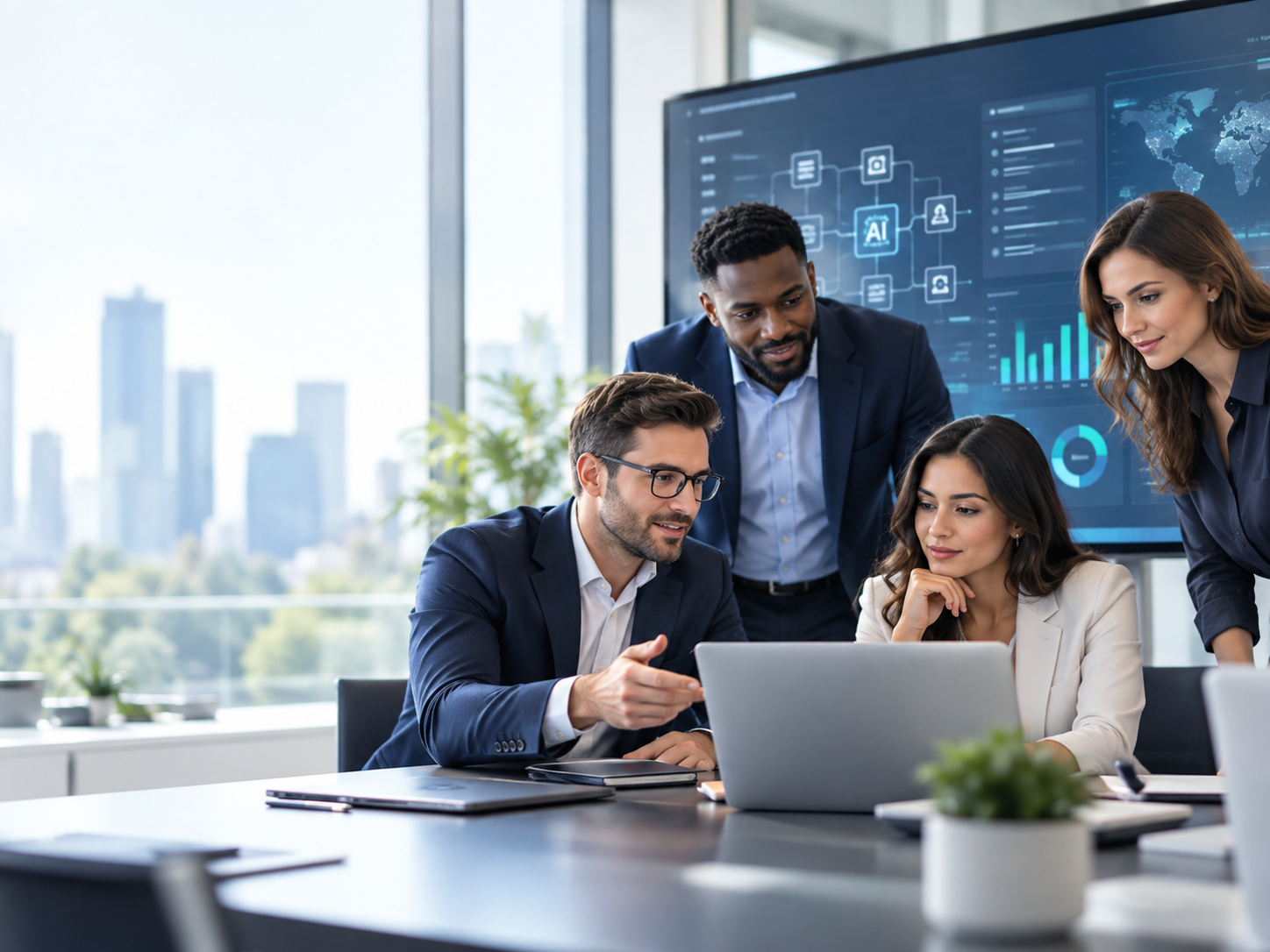 Team collaborating on practical AI initiatives